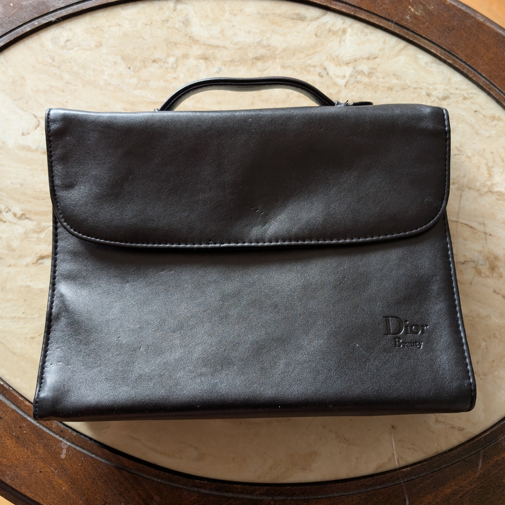 Dior Black Leather Cosmetic Bag